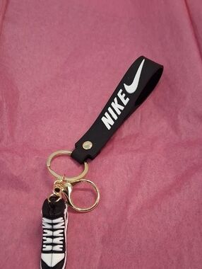 Novelty Black and White Wrist Keyring with Sneaker Charm